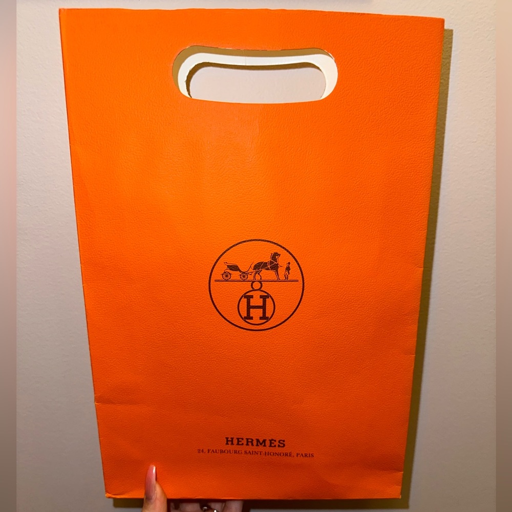 HERMÈS ORANGE SHOPPING BAG EUC